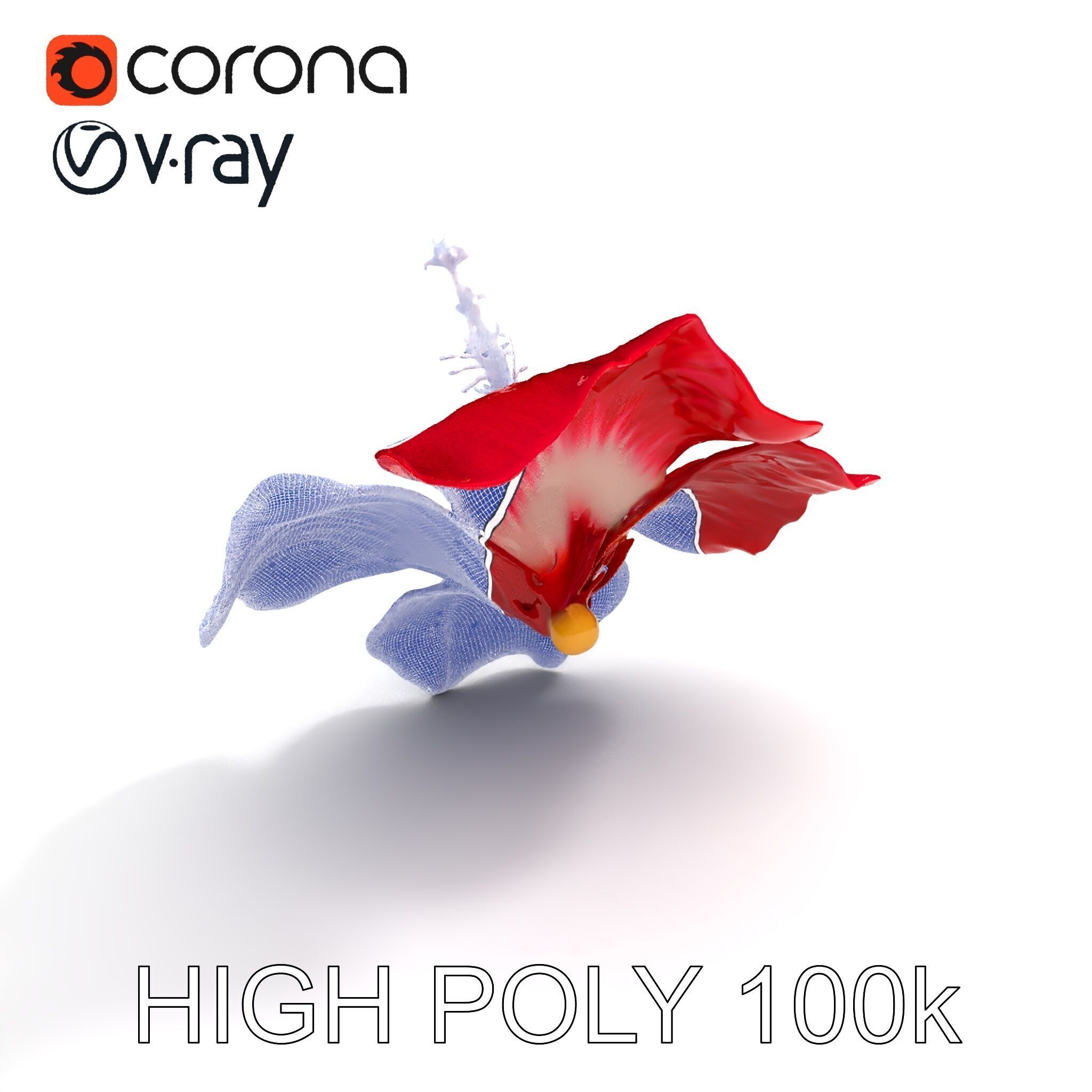 Realistic Hibiscus Flower D Model Pack Low-poly 3D model_26