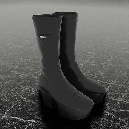 PRADA MID LEATHER BOOTS 3D SHOES Low-poly 3D model