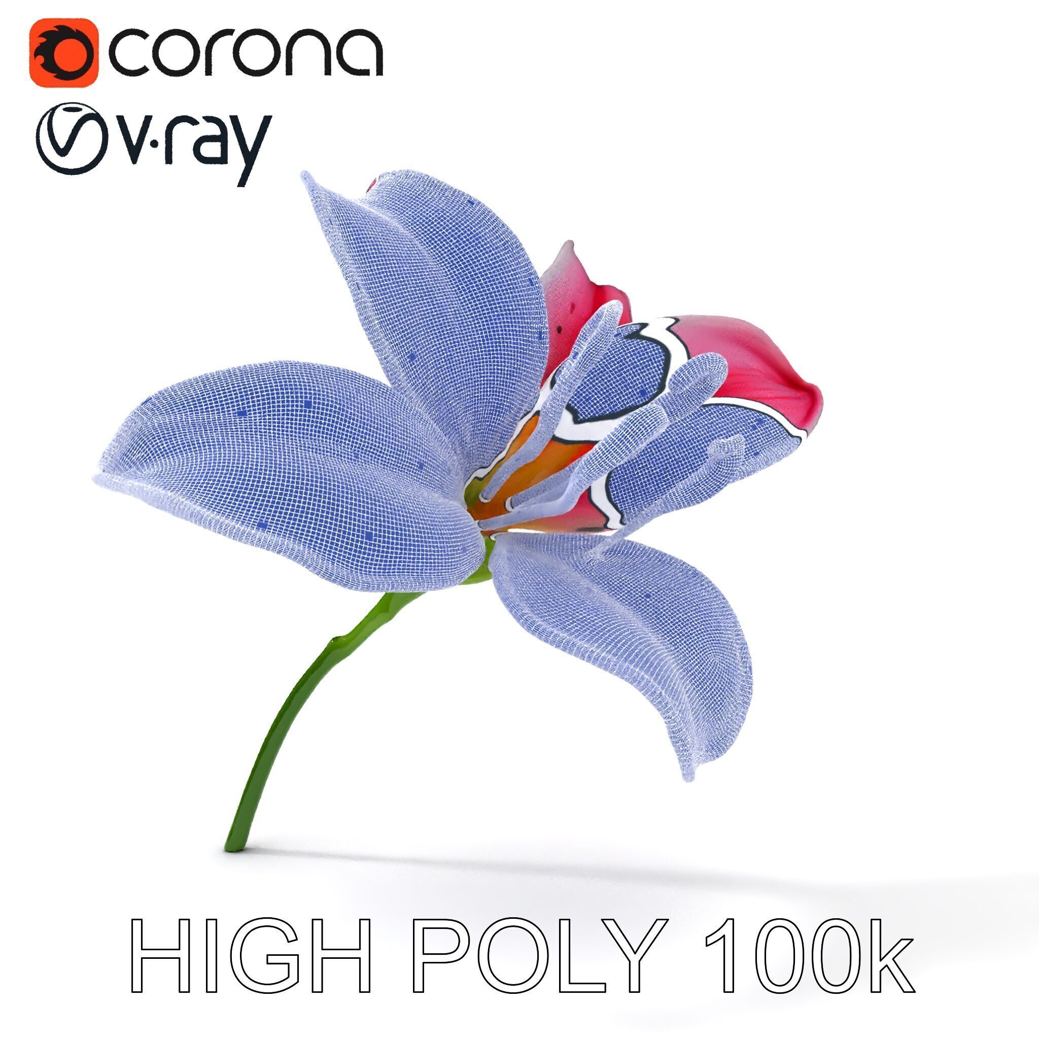 Realistic Pink Lily Flower D Model Pack Low-poly 3D model_8
