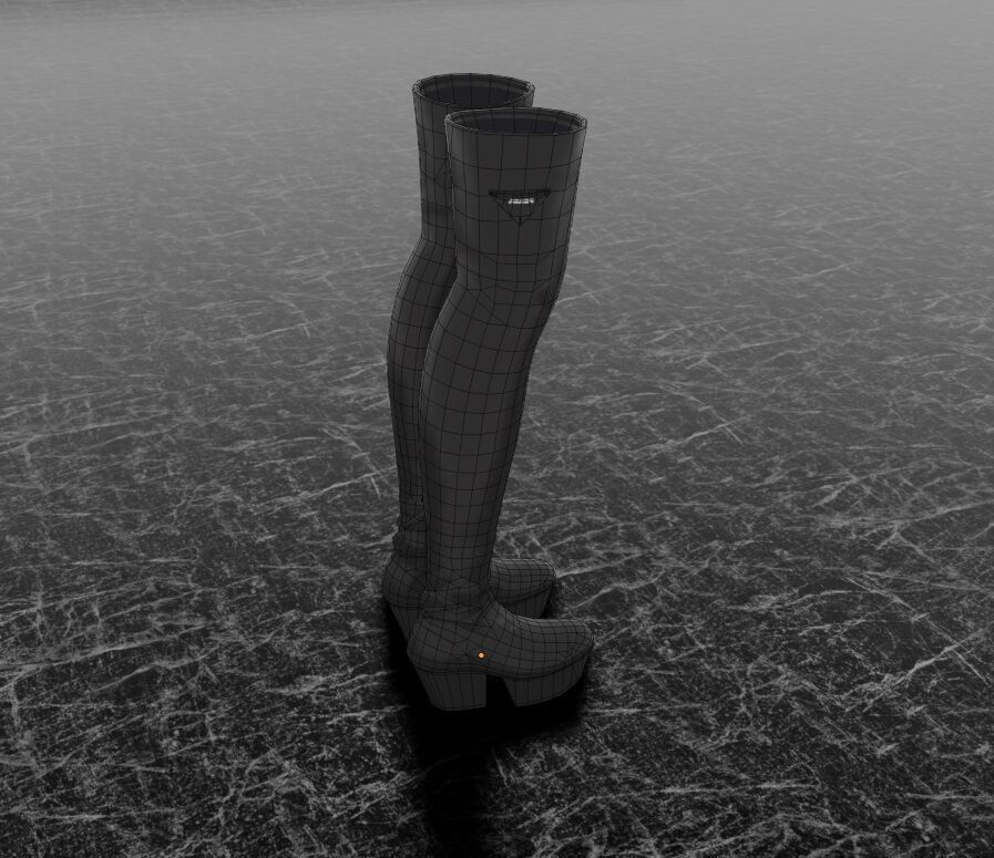 PRADA HIGH LEATHER BOOTS 3D SHOES Low-poly 3D model_12