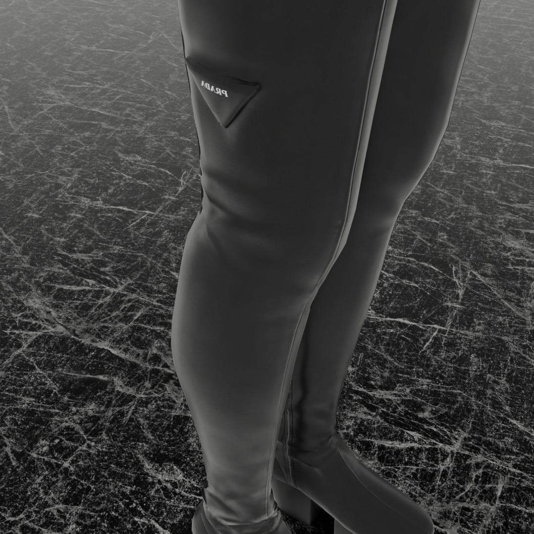 PRADA HIGH LEATHER BOOTS 3D SHOES Low-poly 3D model_8