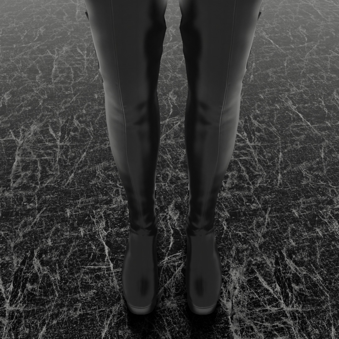 PRADA HIGH LEATHER BOOTS 3D SHOES Low-poly 3D model_9