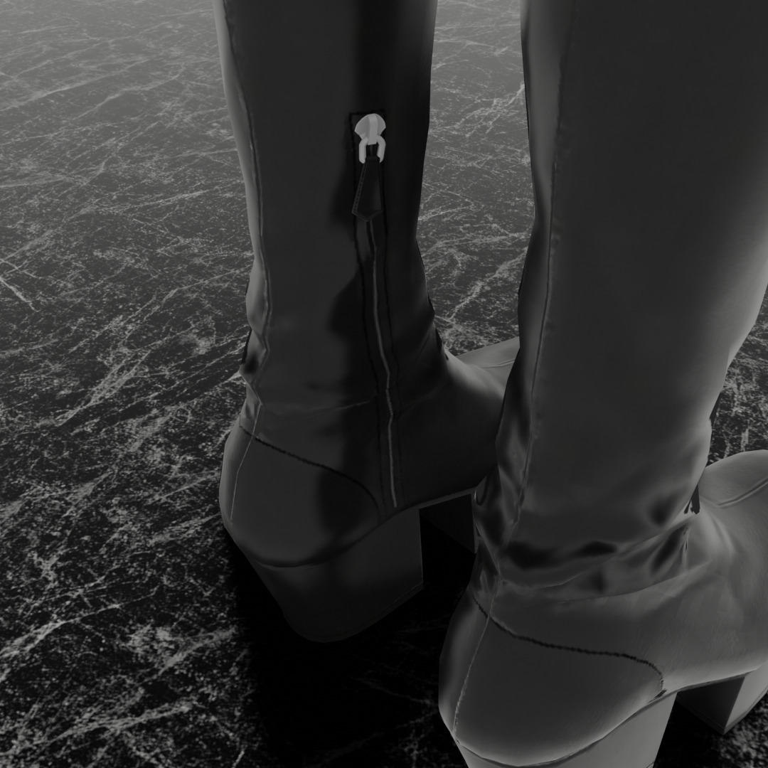 PRADA HIGH LEATHER BOOTS 3D SHOES Low-poly 3D model_7