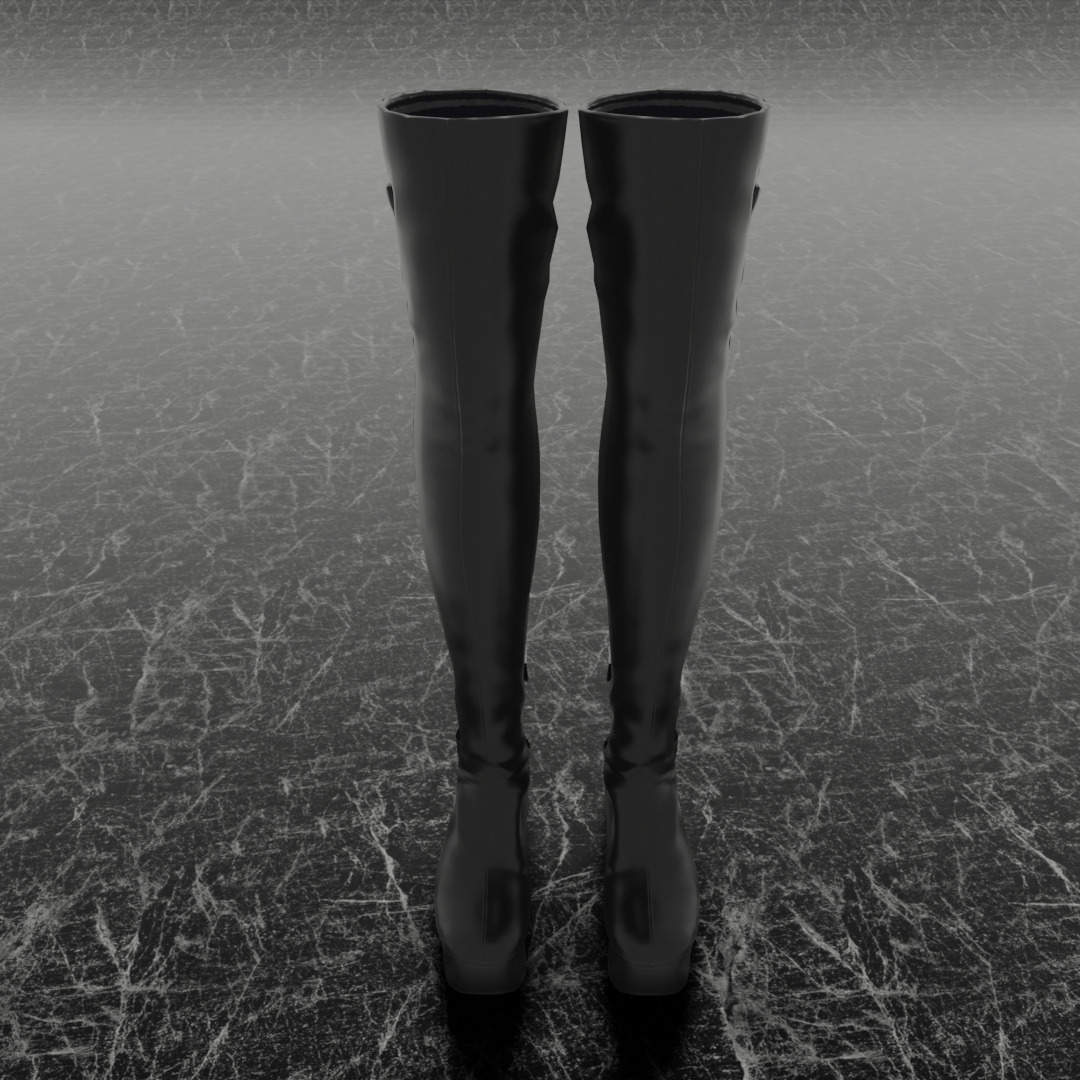 PRADA HIGH LEATHER BOOTS 3D SHOES Low-poly 3D model_2