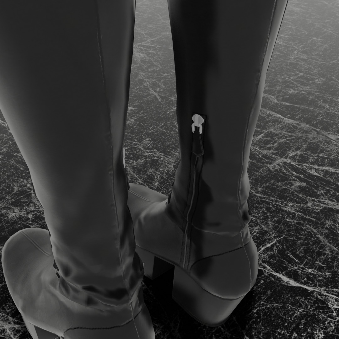 PRADA HIGH LEATHER BOOTS 3D SHOES Low-poly 3D model_10