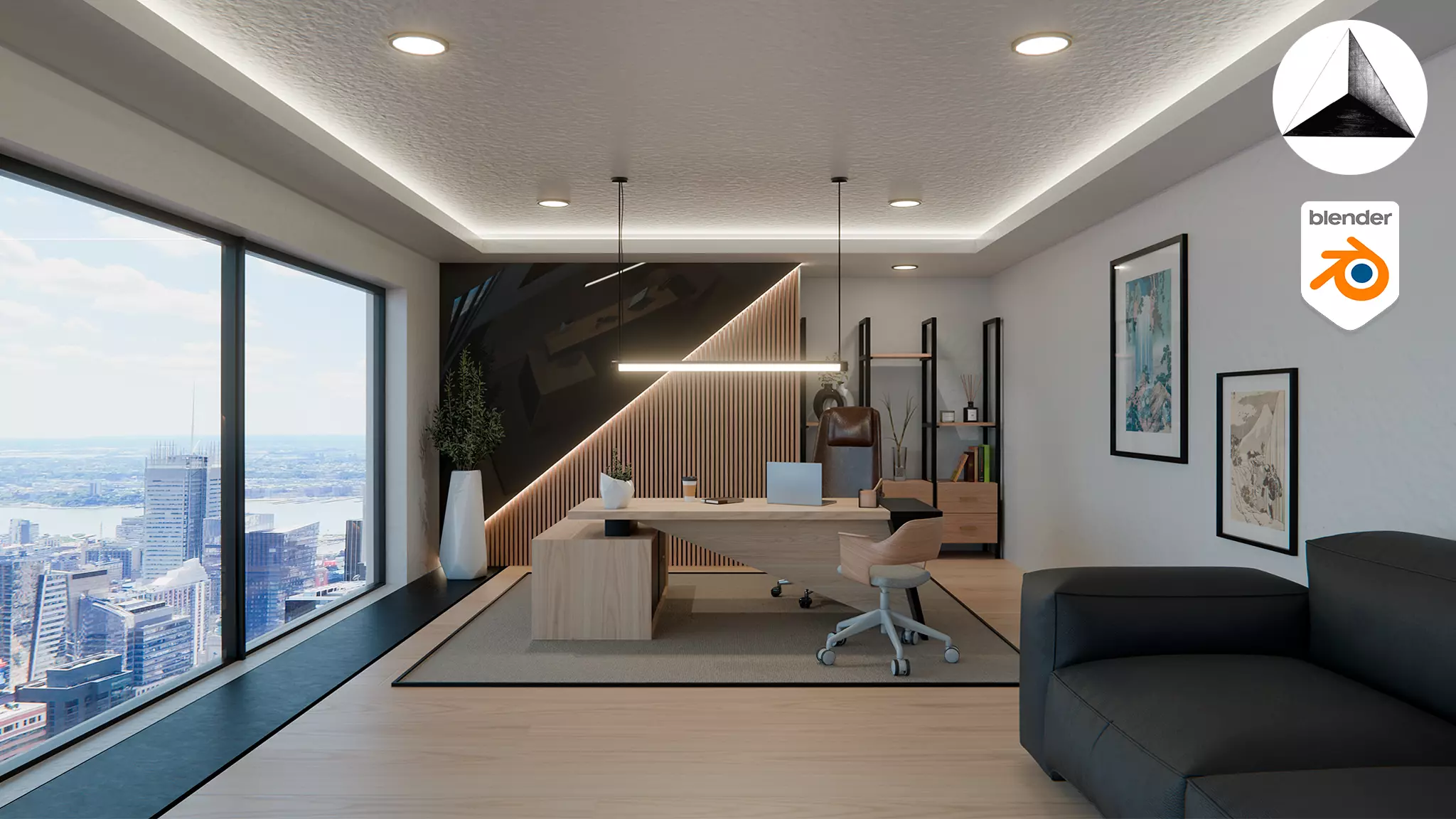Interior Office Room Scene 3D model