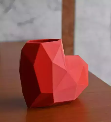 Low Poly Heart-Shaped Vase