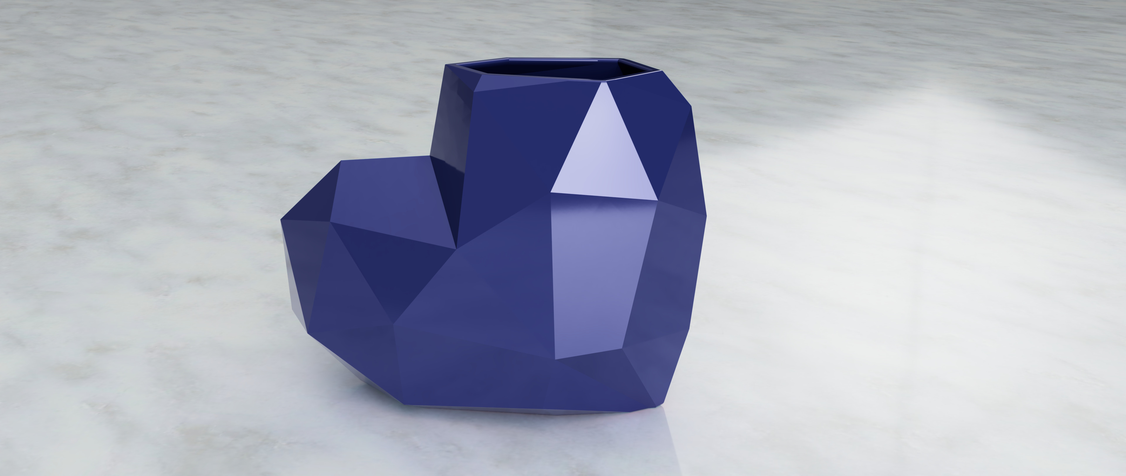 Low Poly Heart-Shaped Vase 3D print model_5