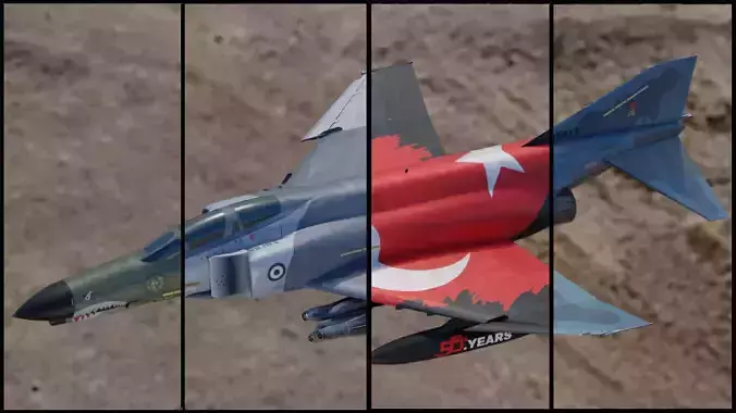F4 Phantom 2-Multiple Textures-Fully Rigged-Changeble Decal-Text Low-poly 3D model