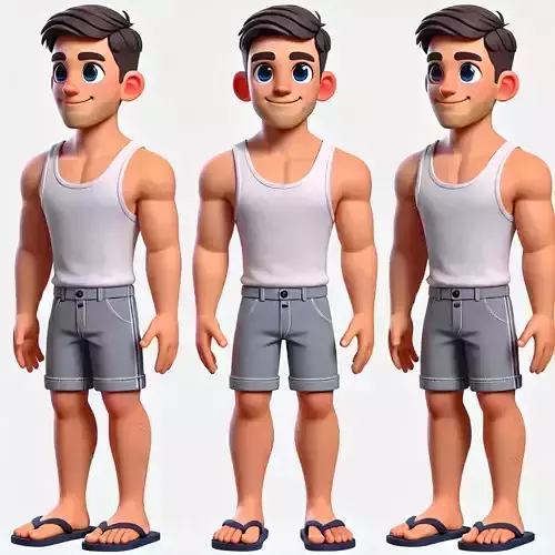 Man Cartoon Character in Blender Low-poly 3D model