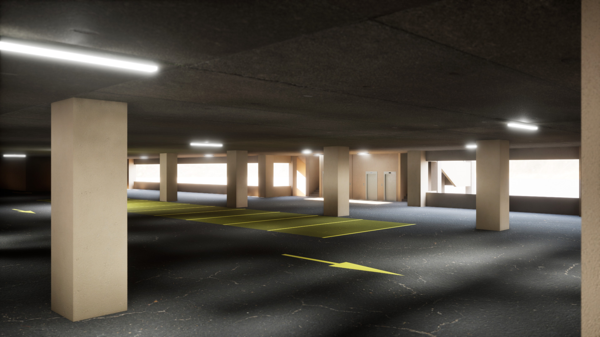 Multi-level parking Low-poly 3D model_2
