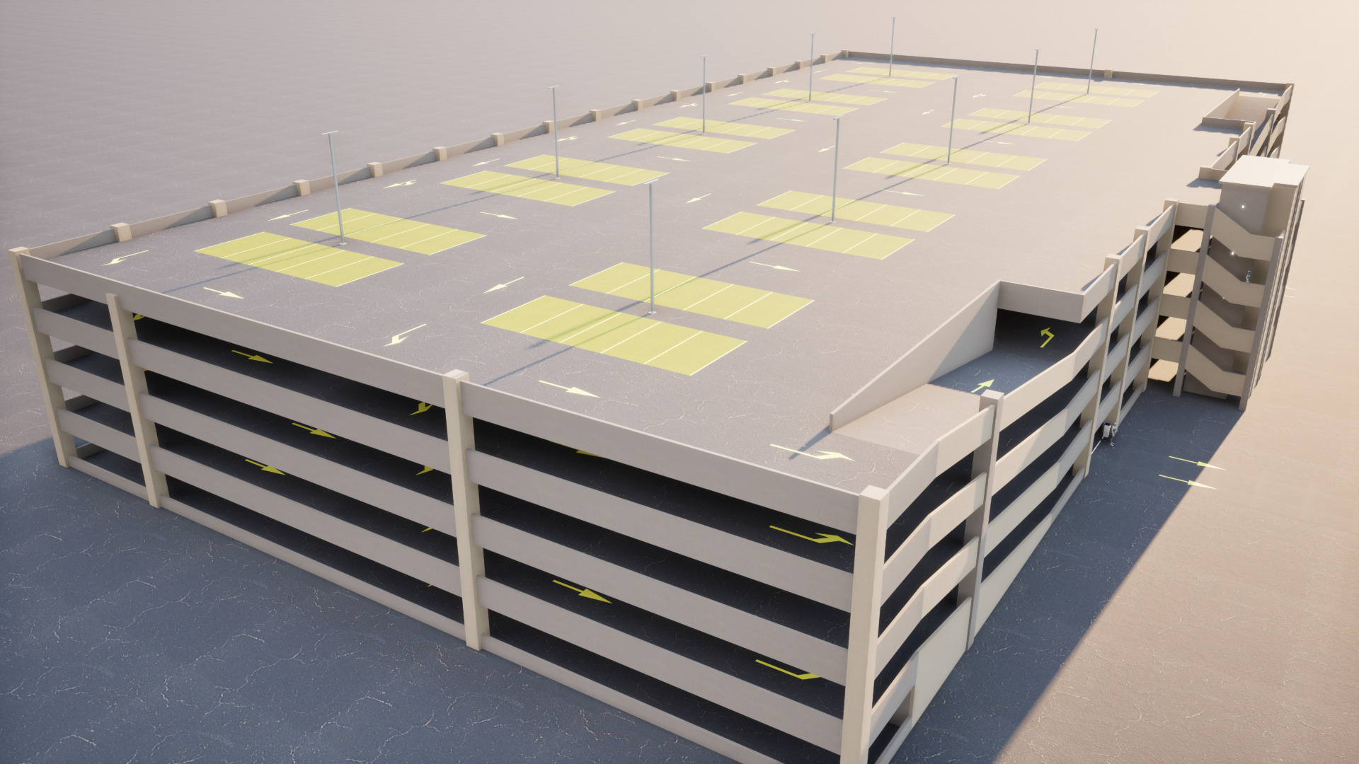 Multi-level parking Low-poly 3D model_1