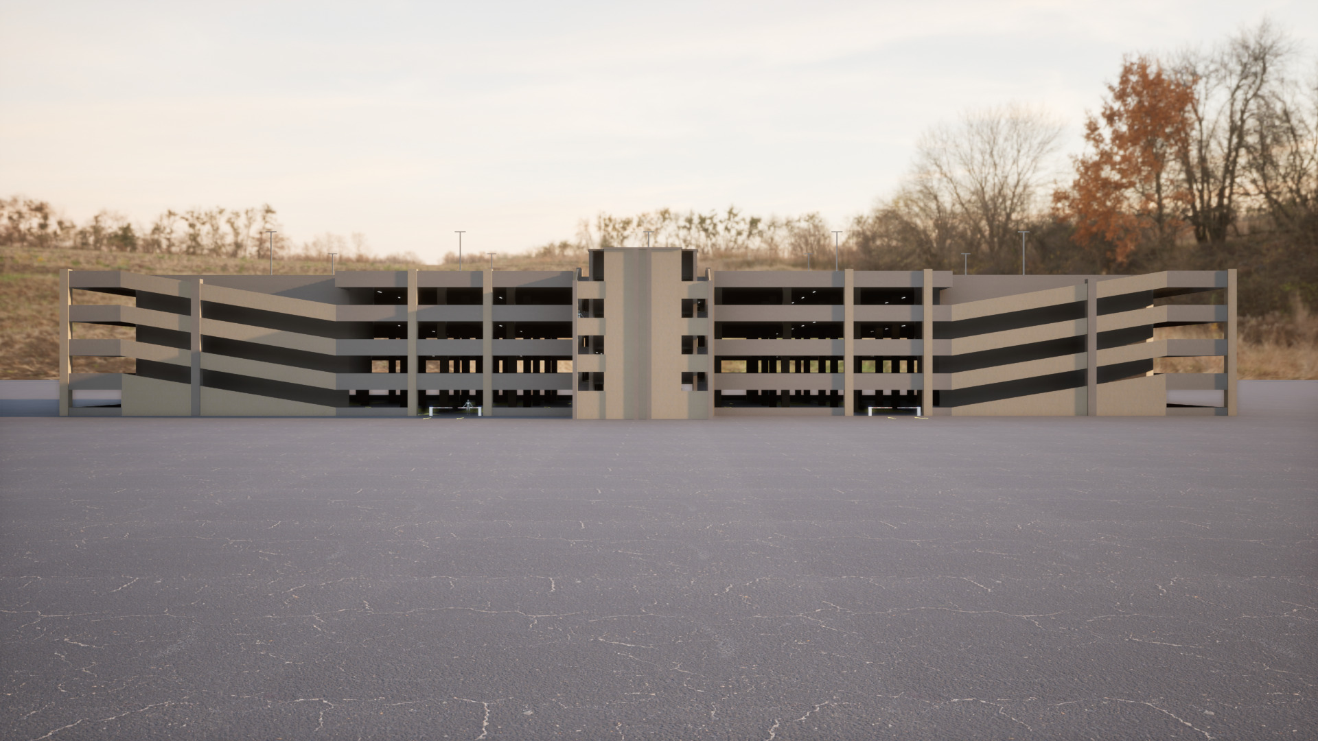 Multi-level parking Low-poly 3D model_5