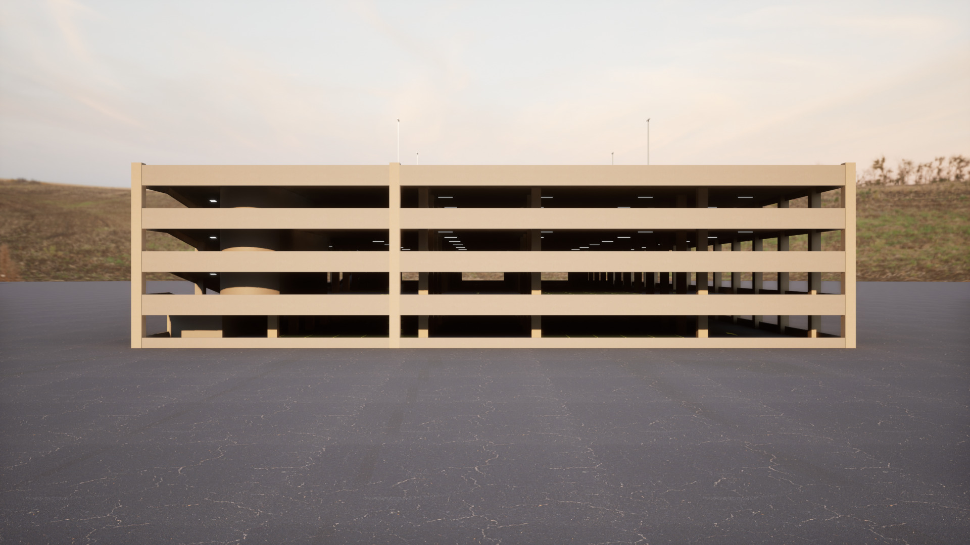 Multi-level parking Low-poly 3D model_6
