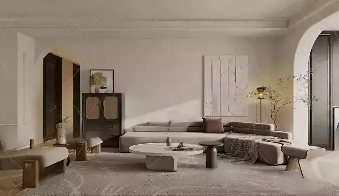 WABI SABI STYLE 3D MODELS  LIVING ROOM 