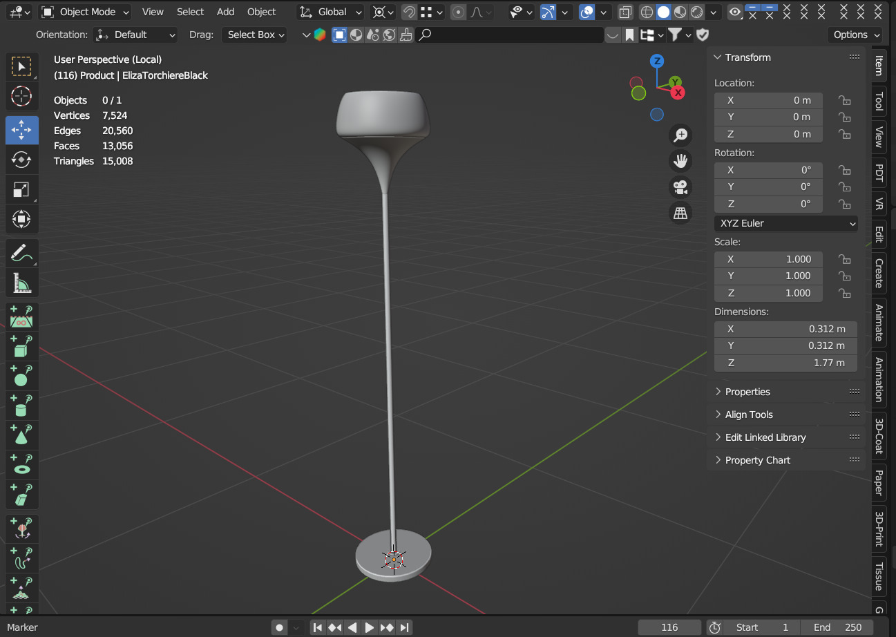 Eliza Torchiere Black 3D model_4