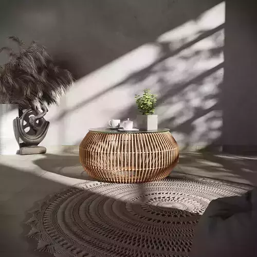 Kavi Rattan Base Coffee Table