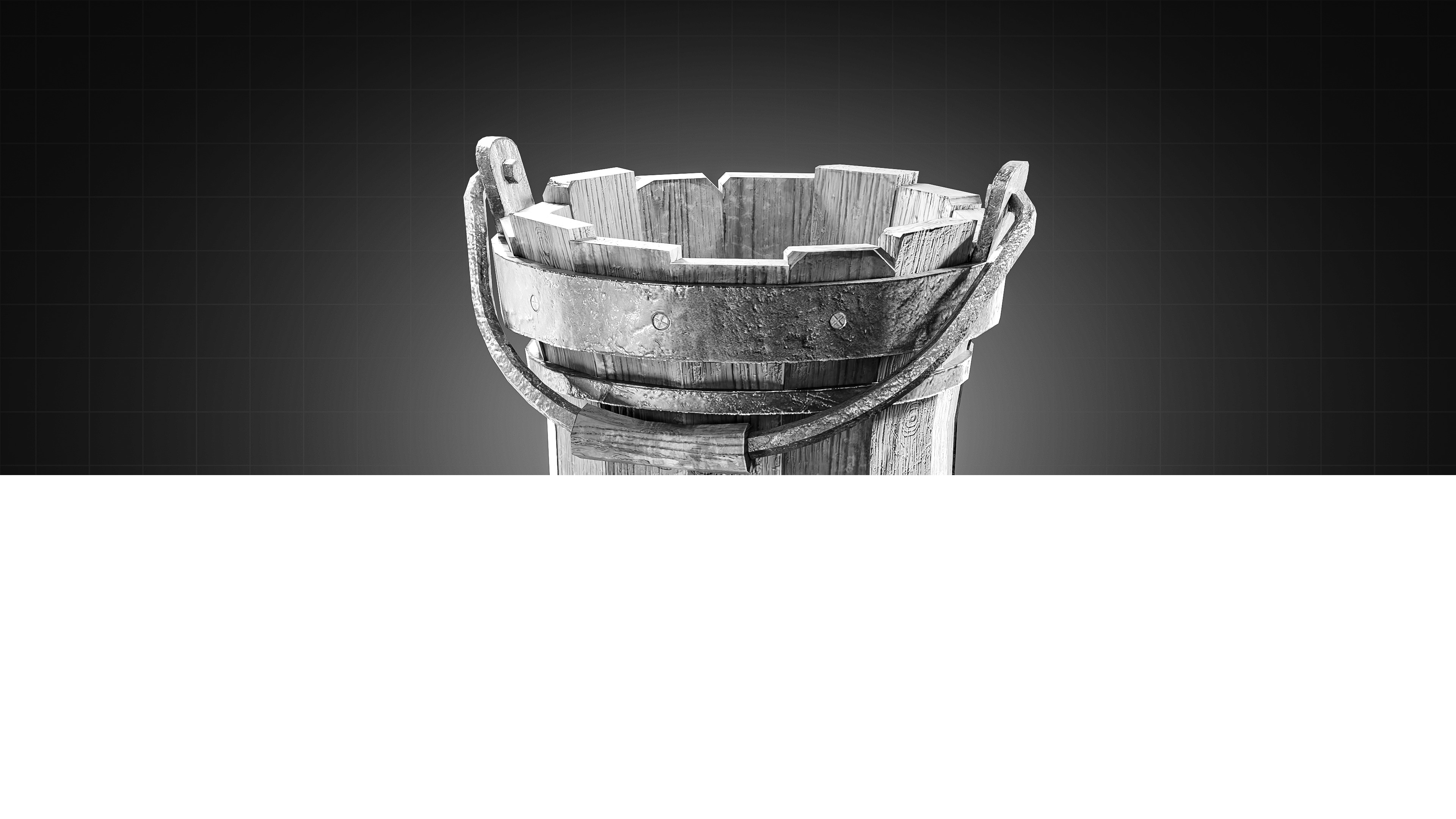 Wooden Buckets Pack Low-poly 3D model_7