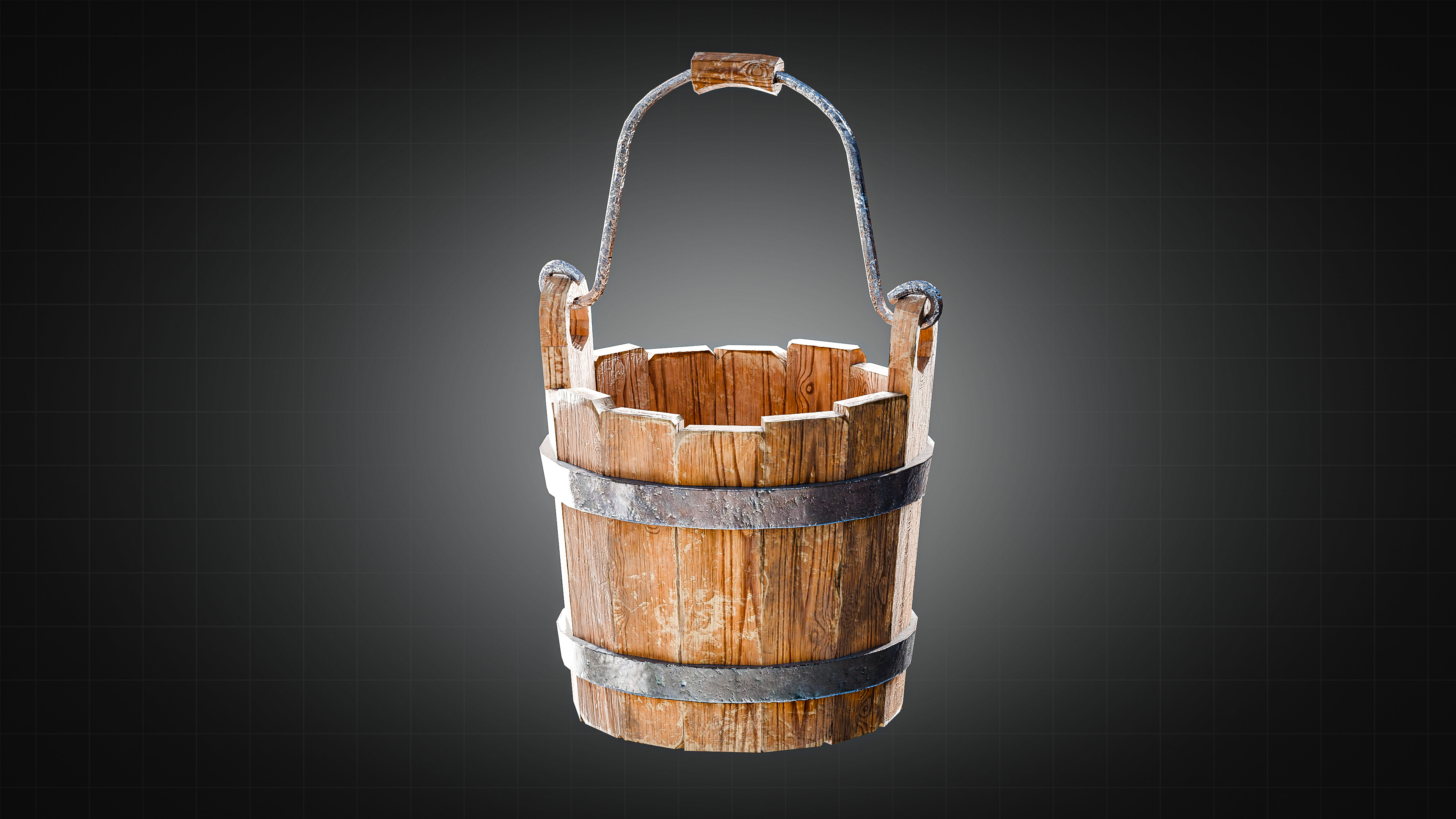 Wooden Buckets Pack Low-poly 3D model_3