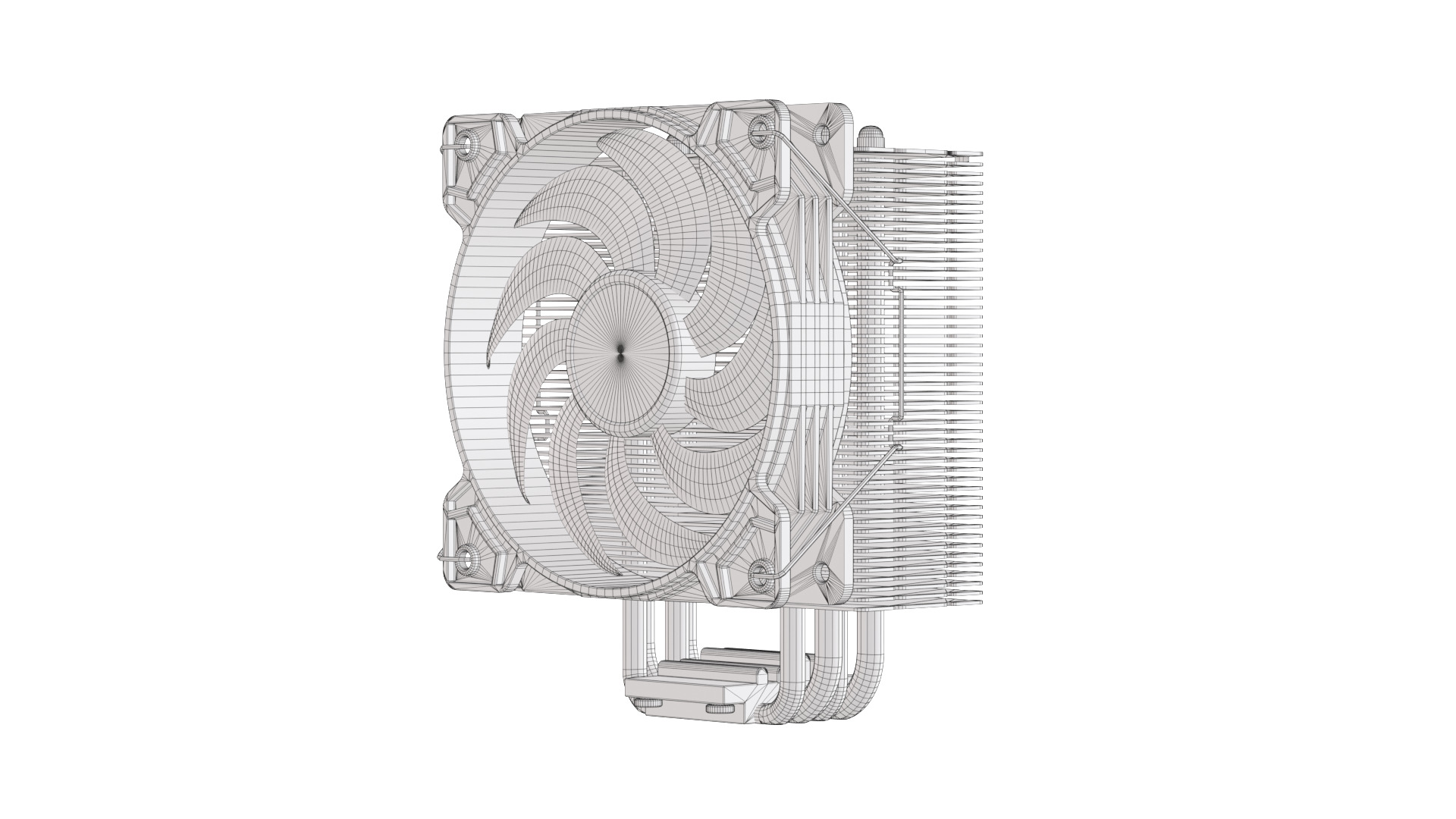 CPU Cooler 4Pipes 120mm Low-poly 3D model_19