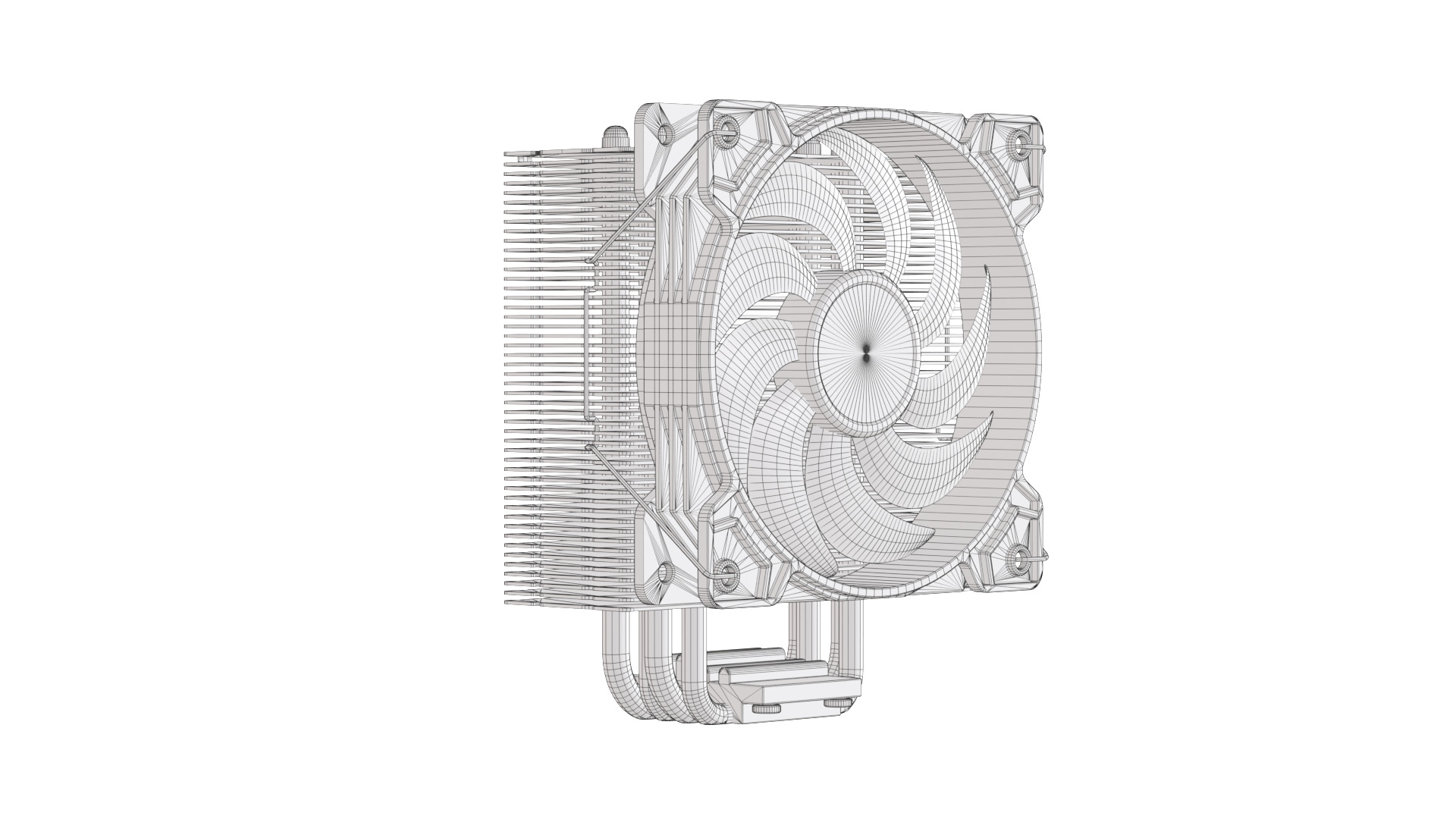 CPU Cooler 4Pipes 120mm Low-poly 3D model_25