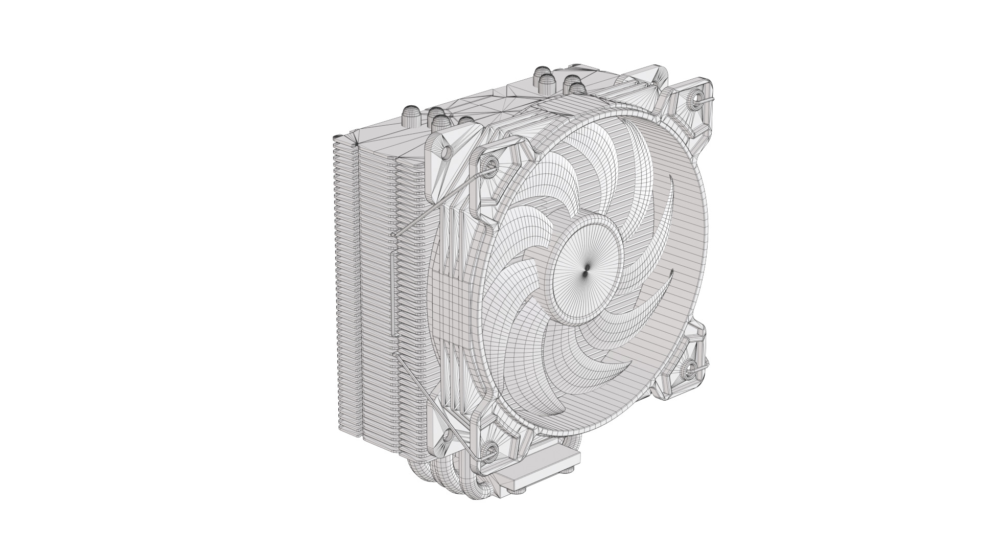 CPU Cooler 4Pipes 120mm Low-poly 3D model_17