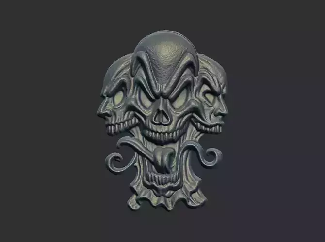 skull three head monster 