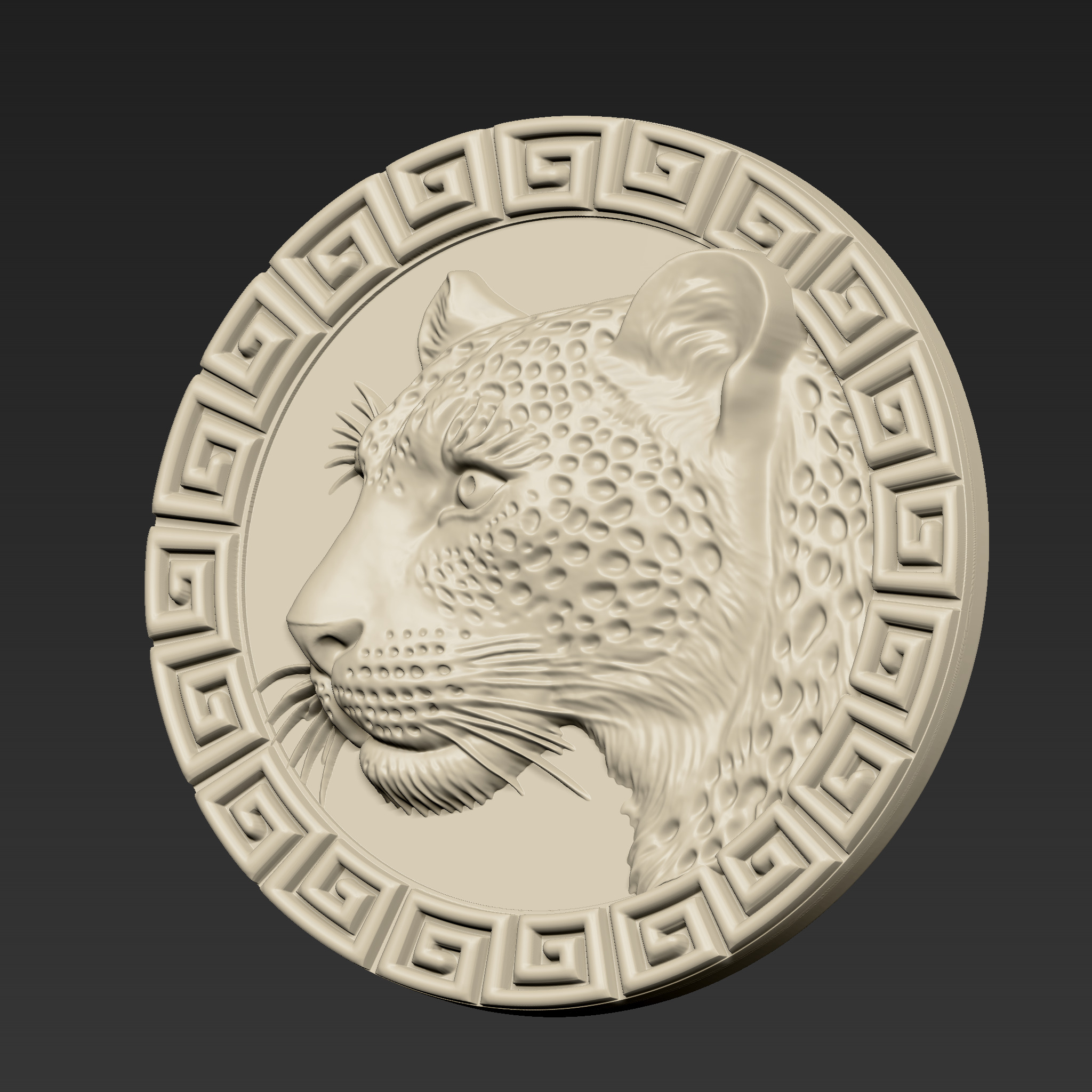Leopard Head Pendant A35 3D print model_2