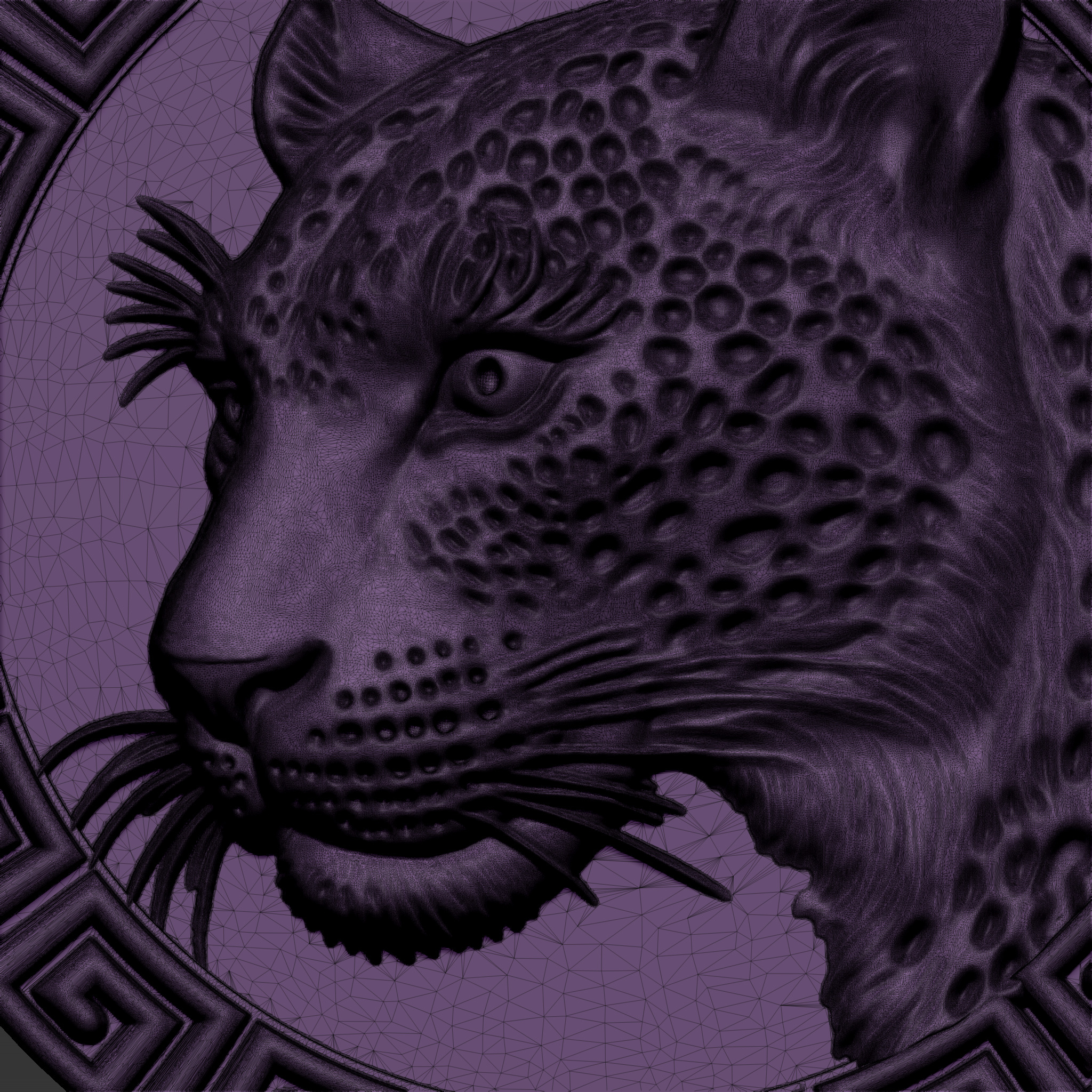 Leopard Head Pendant A35 3D print model_9