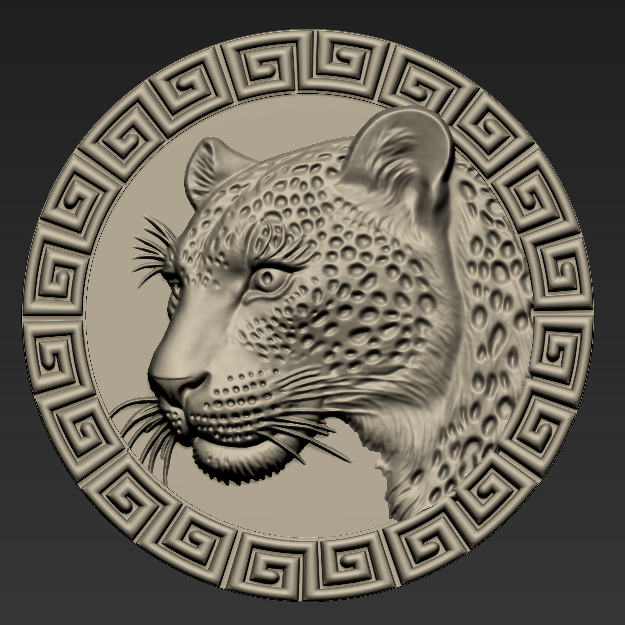 Leopard Head Pendant A35 3D print model_7