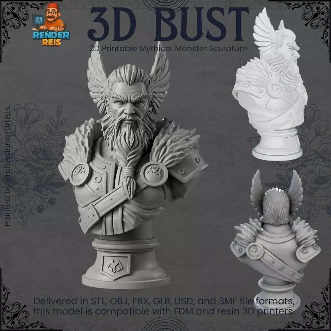 Odin Bust 3D Printable Norse Mythology God Statue 3D print model