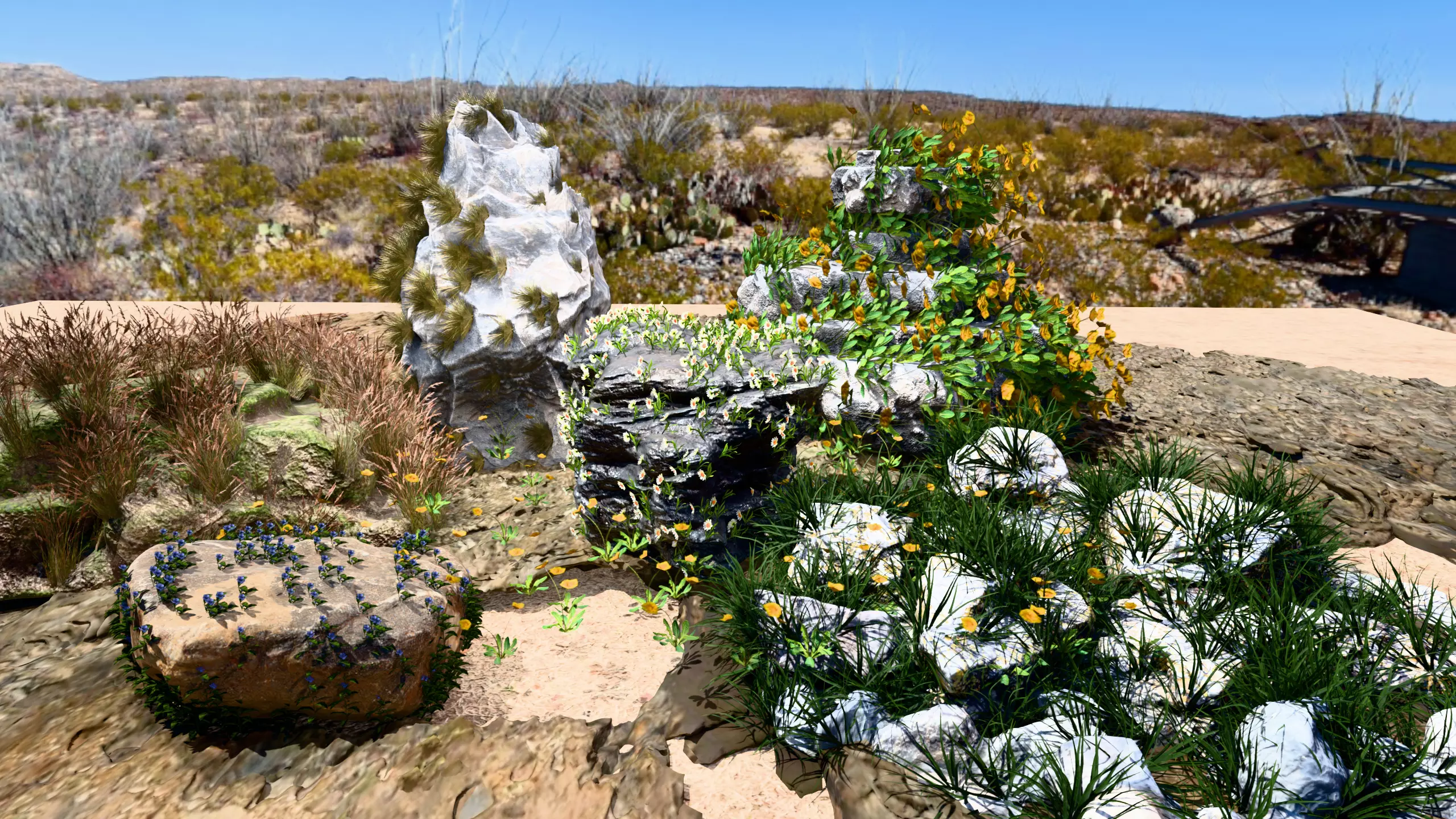 Nature Rock Pack with Flowers Stylized Environment Assets Low-poly 3D model_4