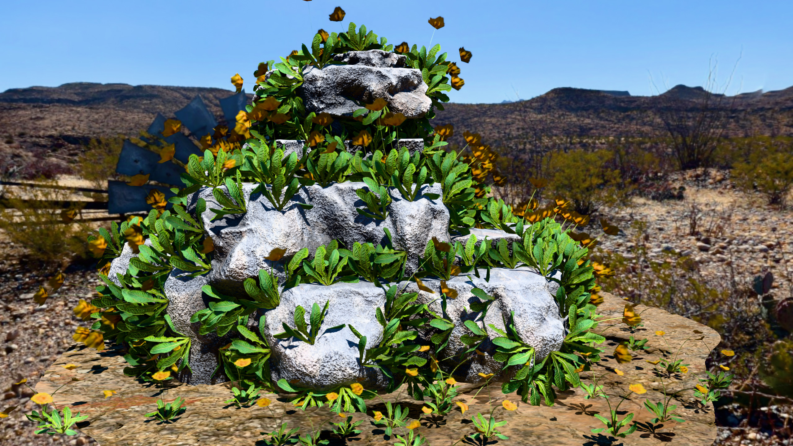 Nature Rock Pack with Flowers Stylized Environment Assets Low-poly 3D model_7