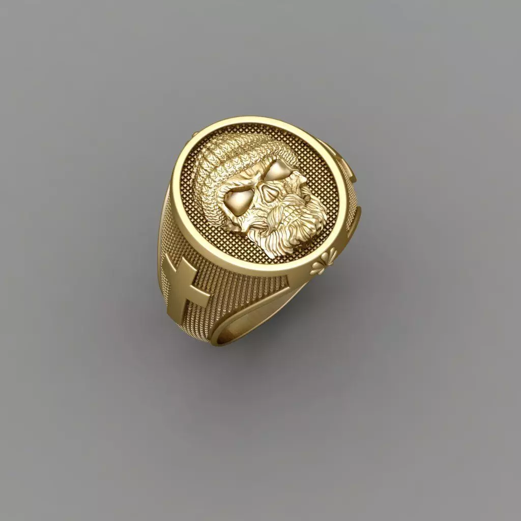 Skull Ring bearded STL 3d model for 3d printer 3D print model_0