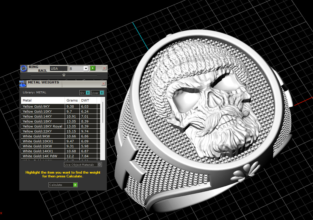 Skull Ring bearded STL 3d model for 3d printer 3D print model_6