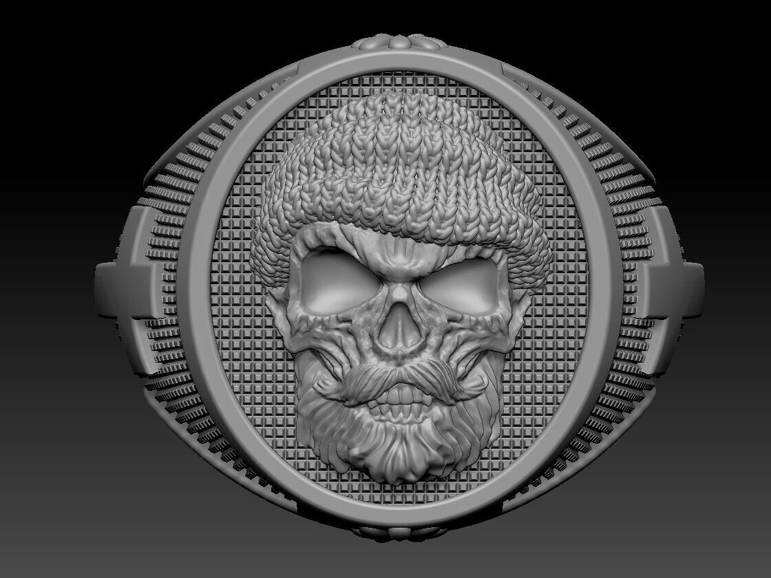 Skull Ring bearded STL 3d model for 3d printer 3D print model_2
