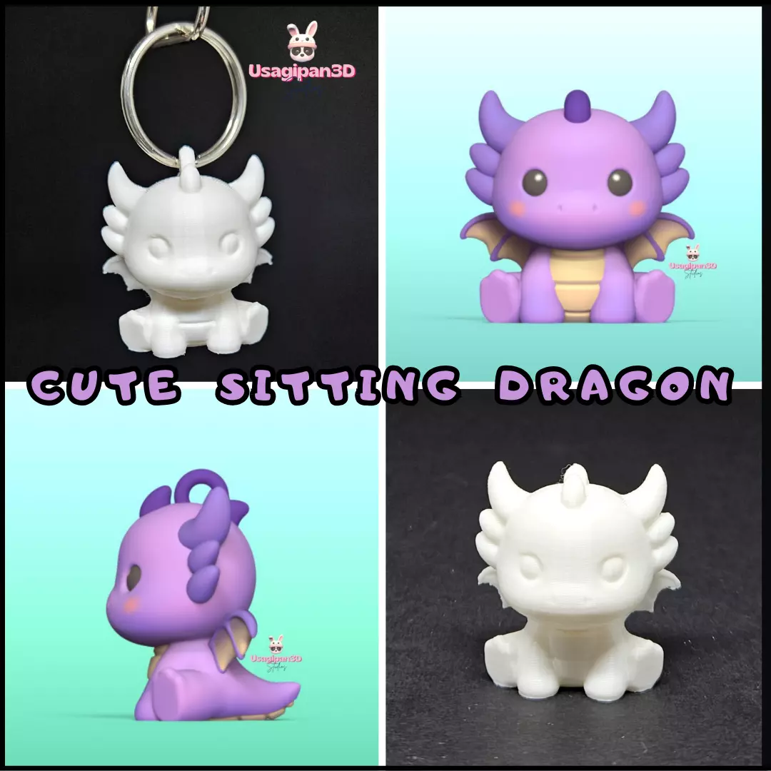 Cute Sitting Dragon 3D print model_0