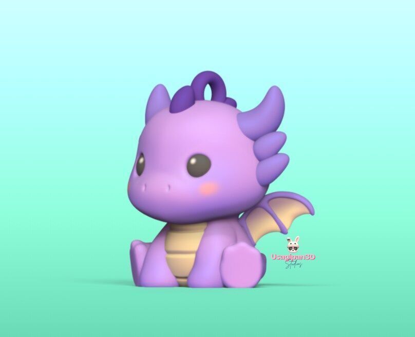 Cute Sitting Dragon 3D print model_6