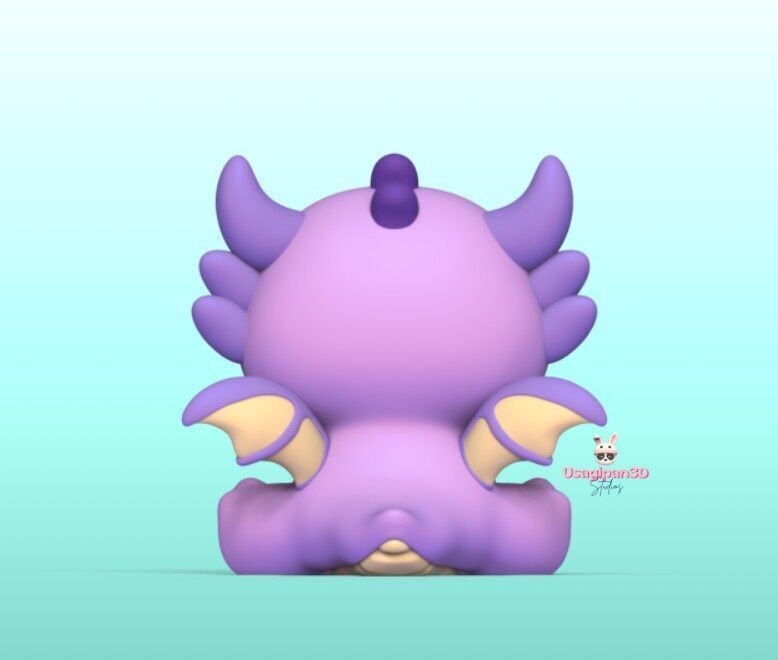 Cute Sitting Dragon 3D print model_4