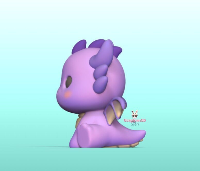 Cute Sitting Dragon 3D print model_3