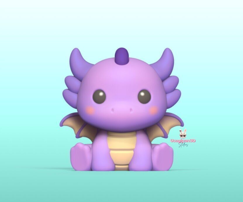 Cute Sitting Dragon 3D print model_1