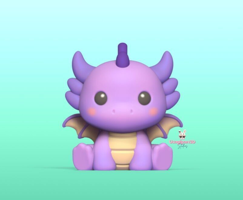 Cute Sitting Dragon 3D print model_5