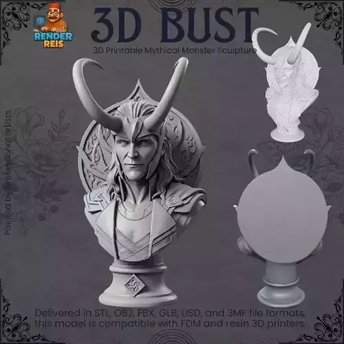 Loki Bust  3D Printable Trickster God Statue  3D print model