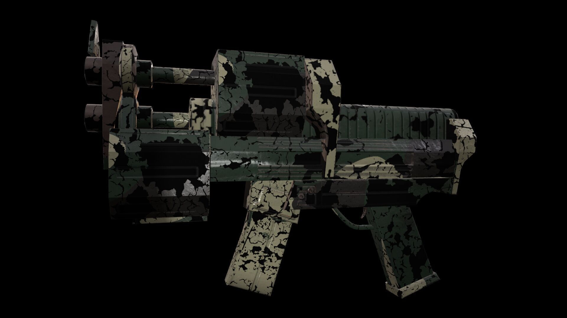 Submachine Gun Low-poly 3D model_10