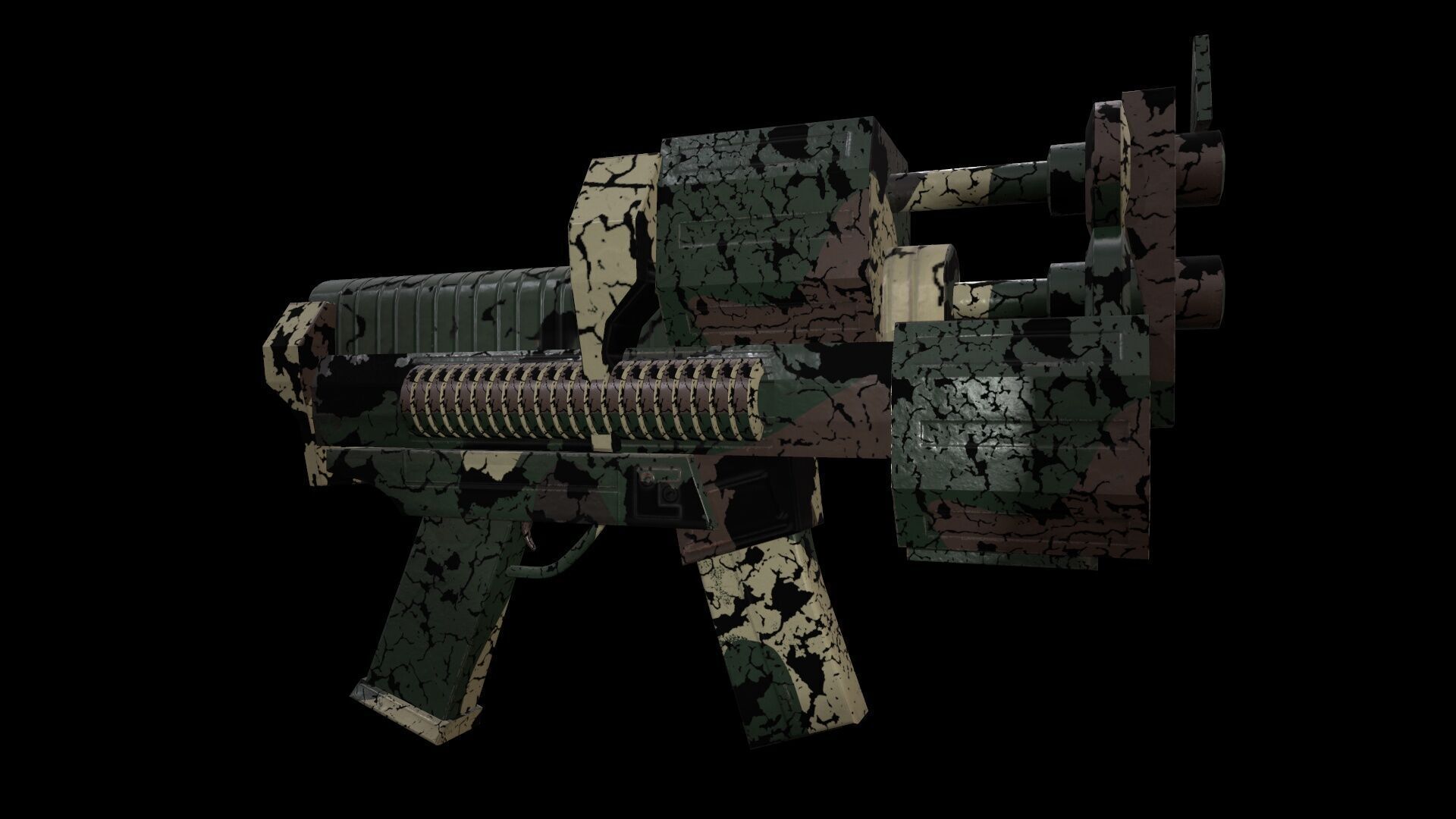 Submachine Gun Low-poly 3D model_3