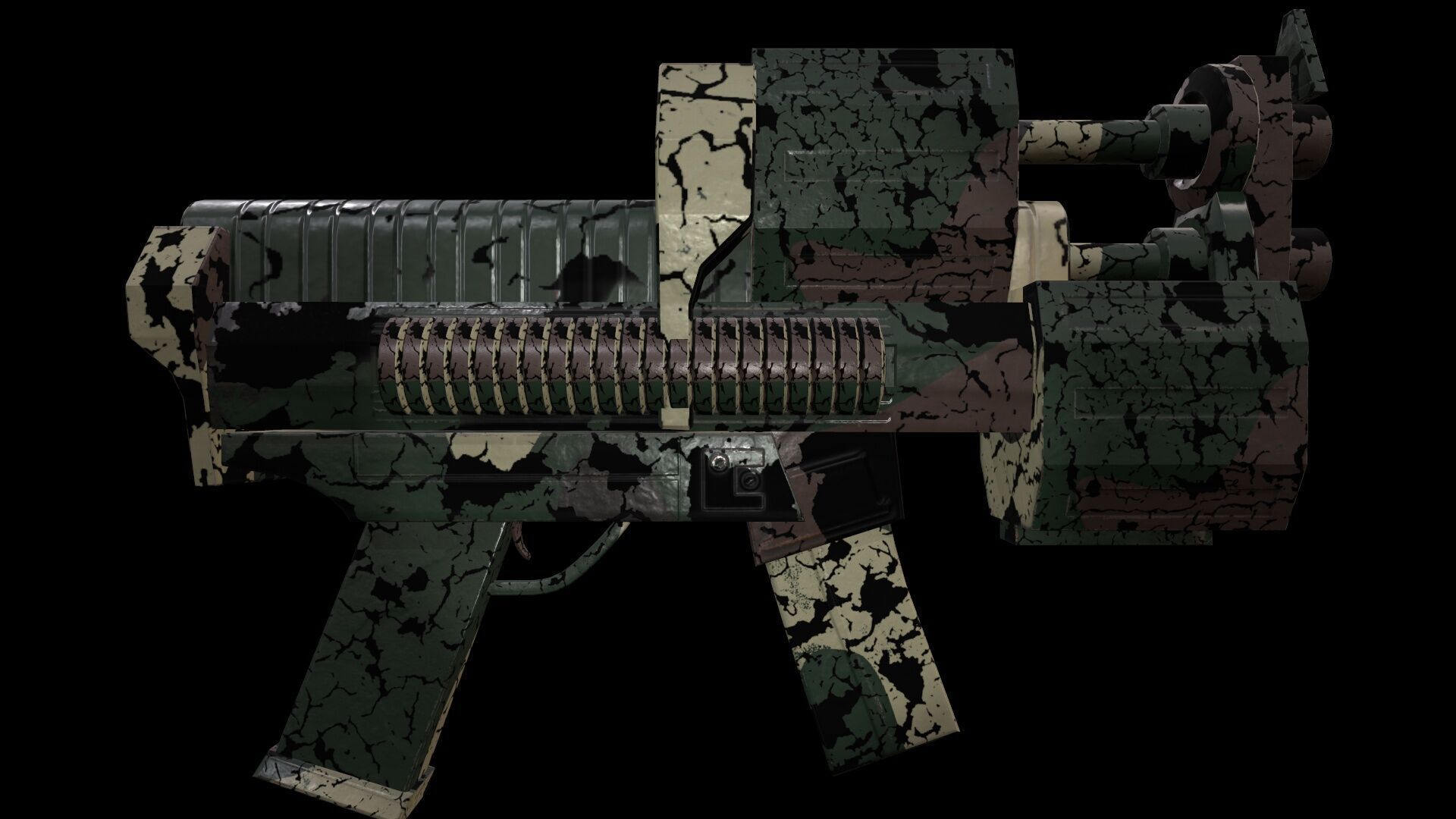 Submachine Gun Low-poly 3D model_1