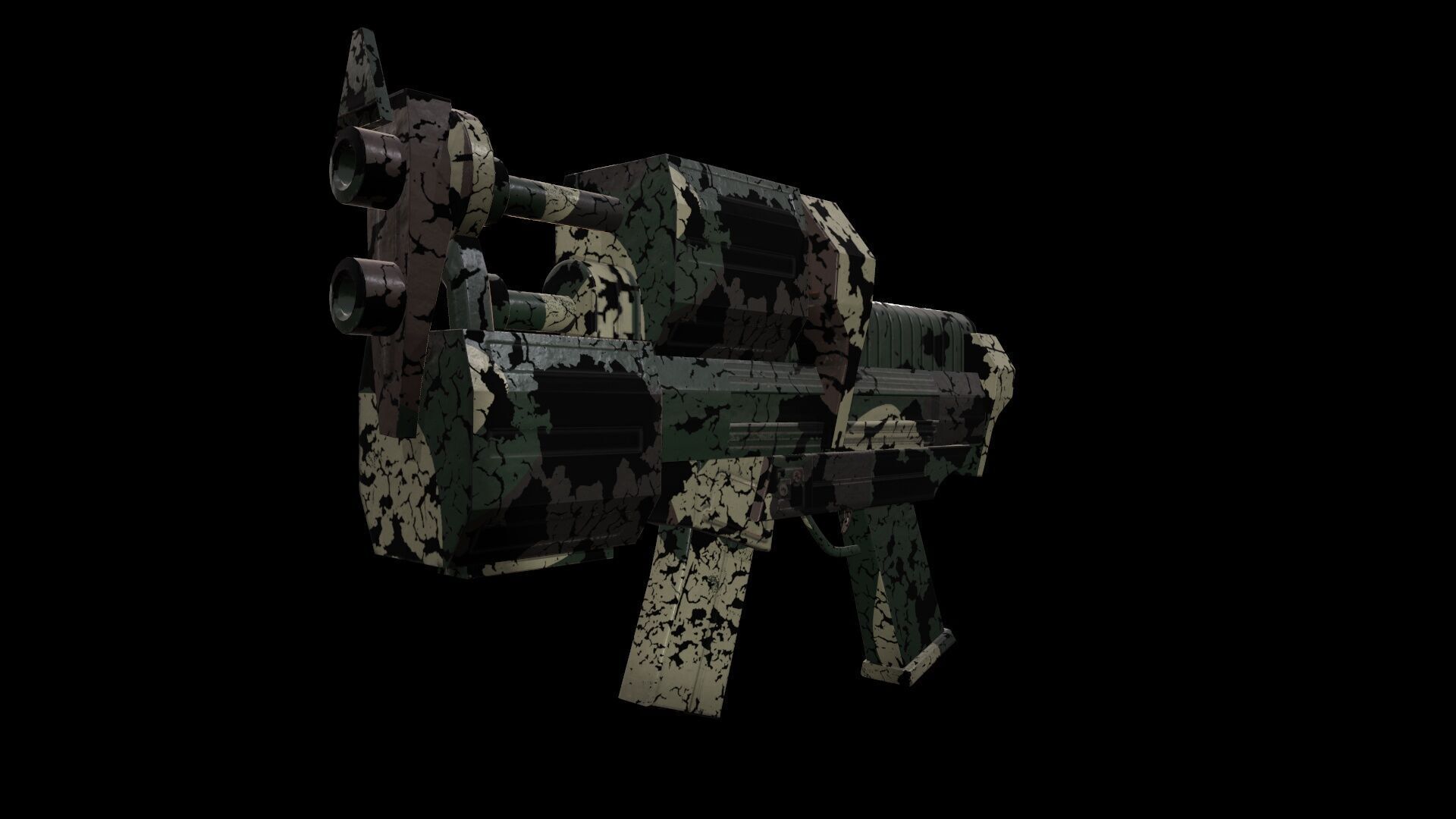 Submachine Gun Low-poly 3D model_8