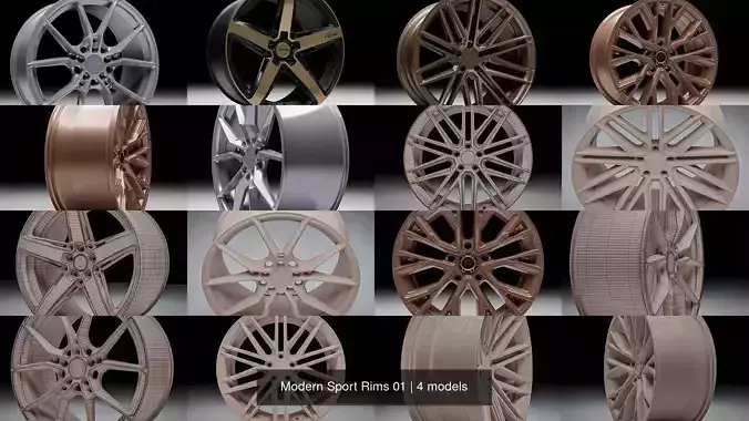 Modern Sport Rims 01 3D Model Collection