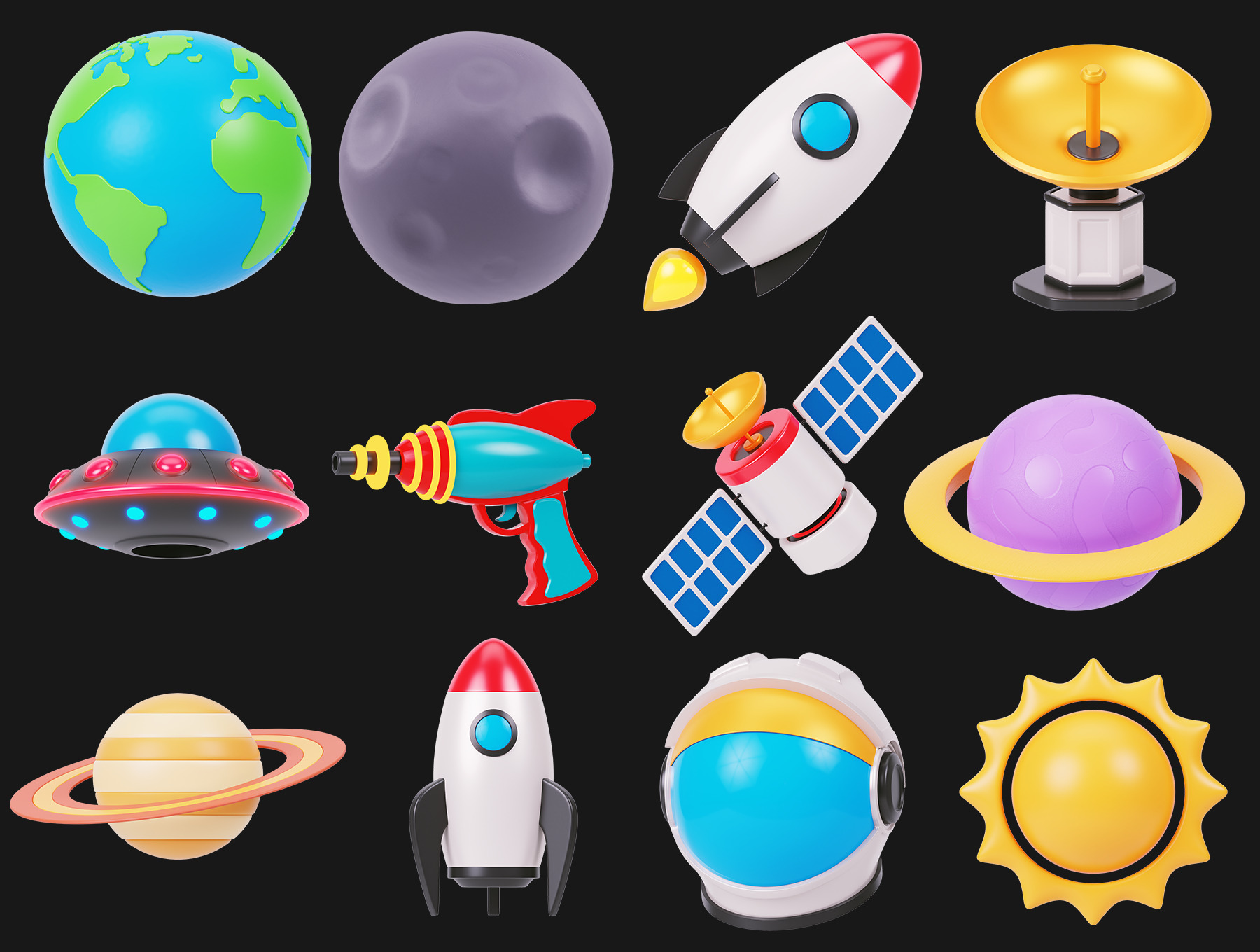 Space 3D Icon Pack Low-poly 3D model_4