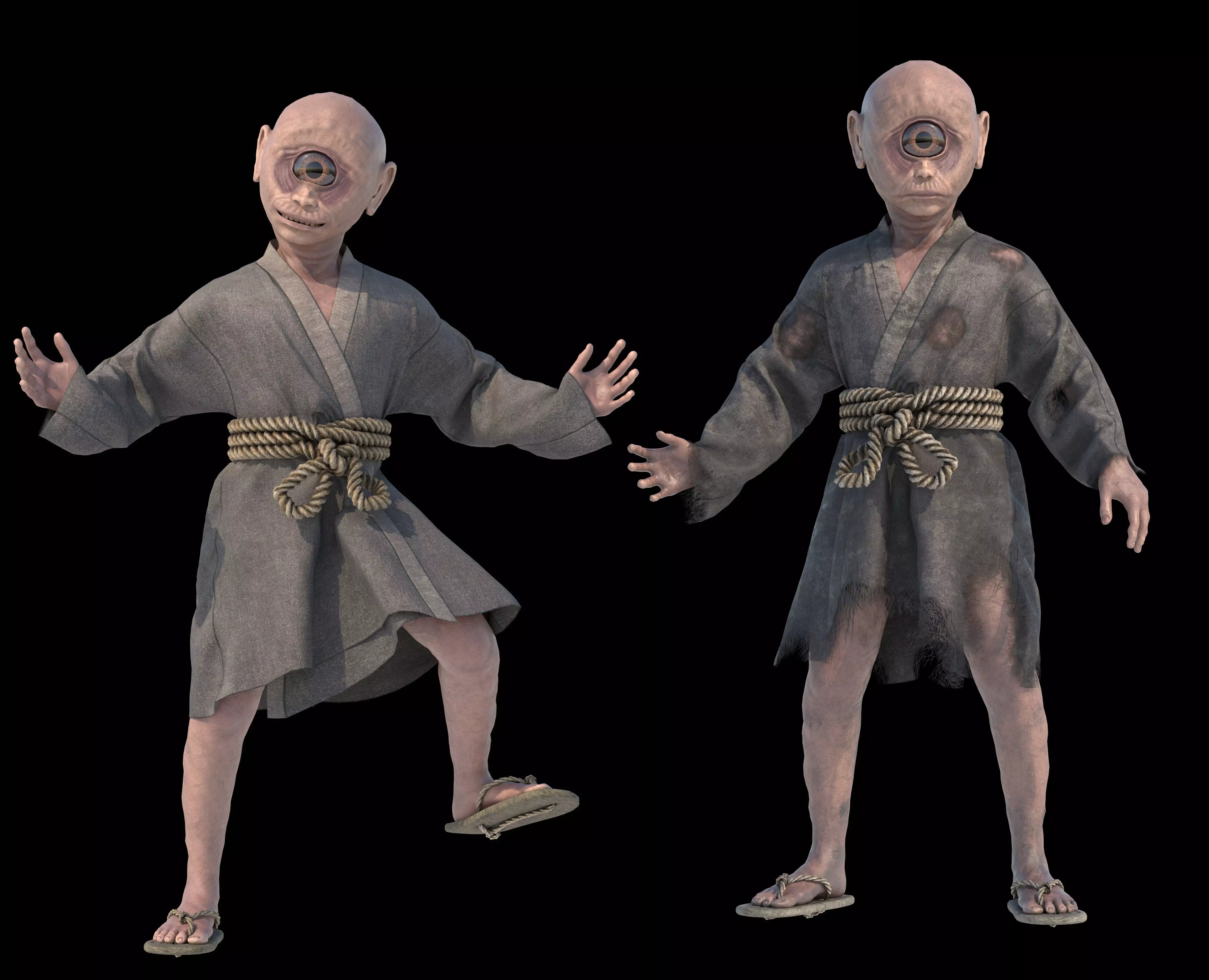 Cyclops Yokai Character Rigged PBR Game Ready Low-poly 3D model